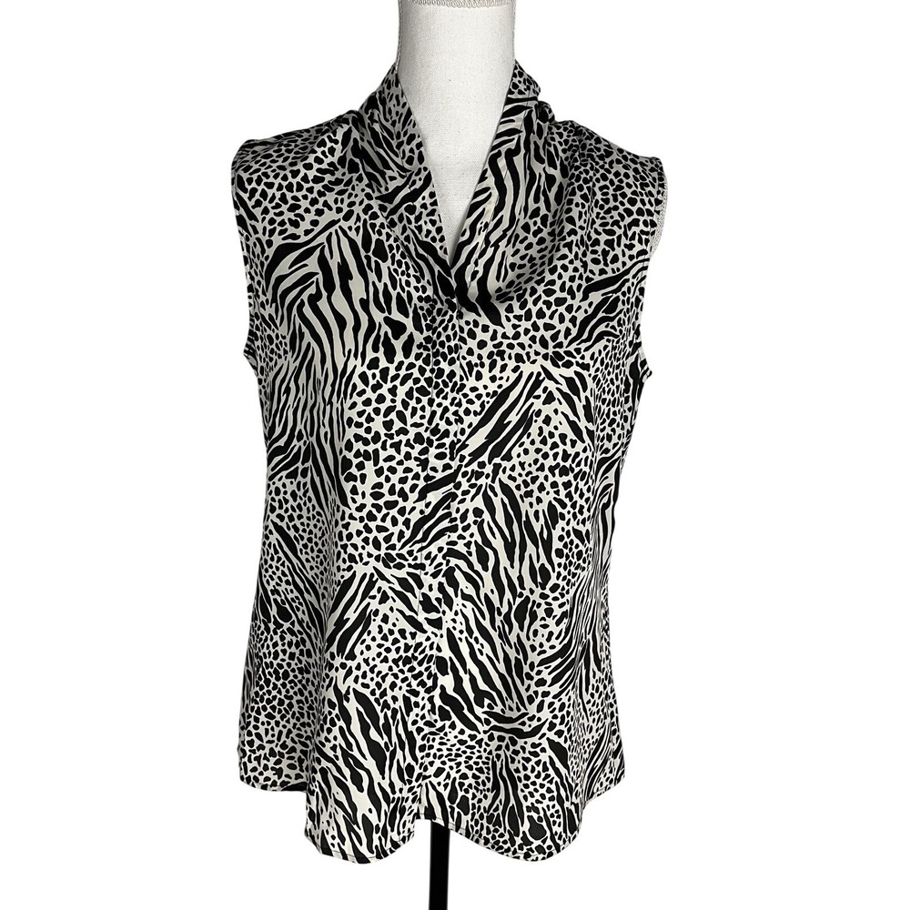 BANANA REPUBLIC WOMENS TANK TOP SIZE 10 Animal Print‎ White Black